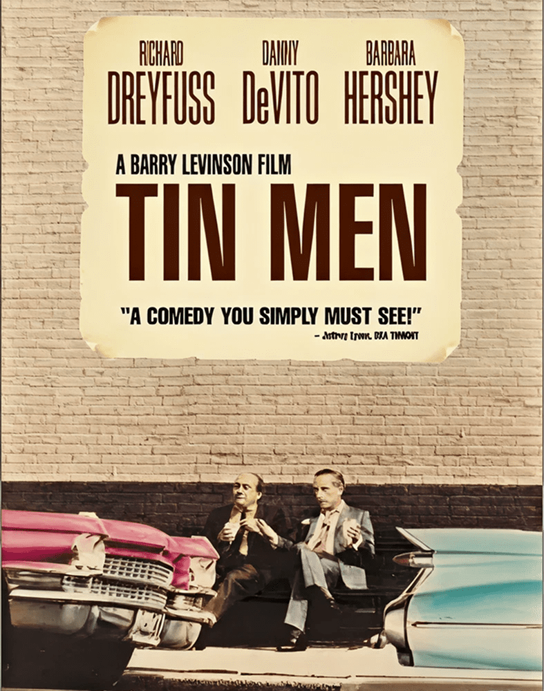Classic film poster featuring retro cars.