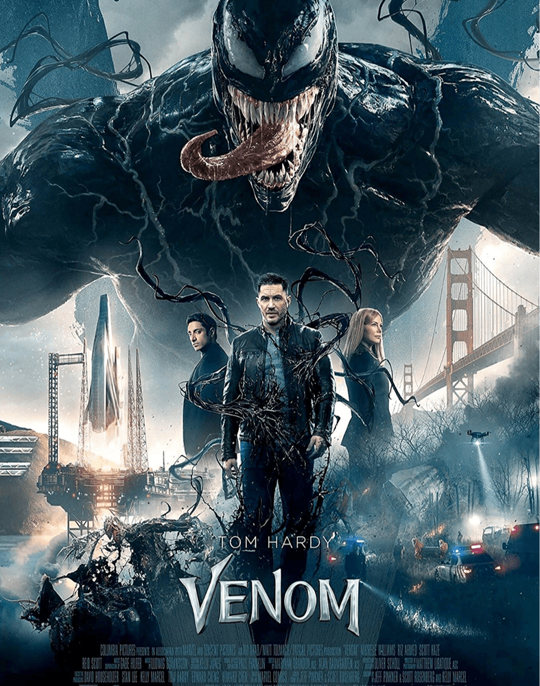 Venom movie poster with main characters